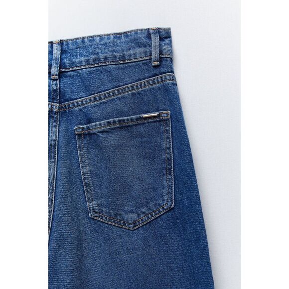 Denim Zara Wide Leg Cropped Jeans (NWT) - Picture 5 of 6